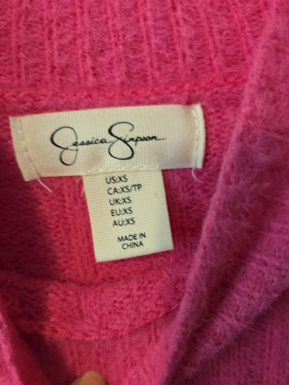 Jessica Simpson Bright Pink Fuzzy Turtleneck Sweater